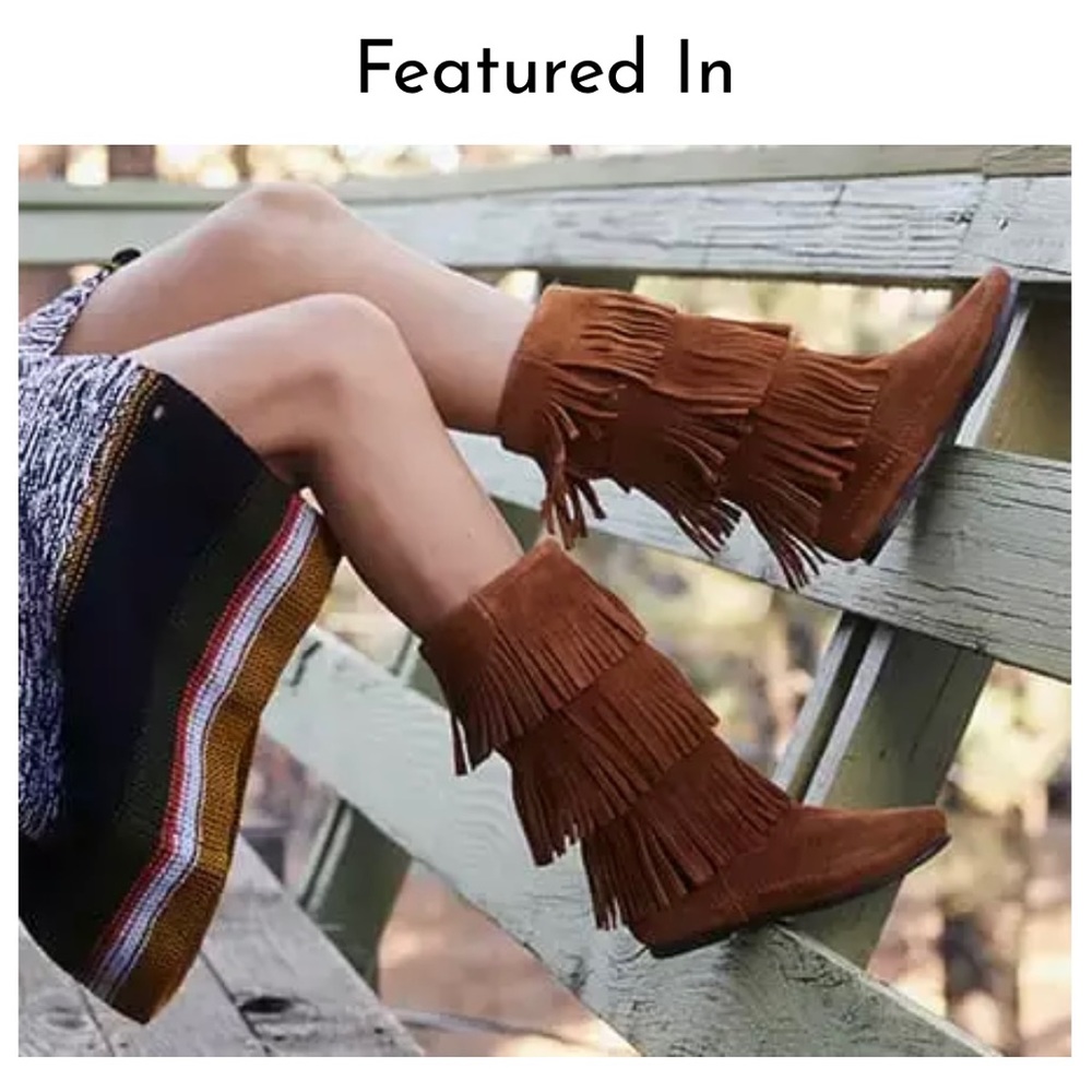 COPY - Minnetonka moccasin 3-Layer Fringe Boot brand new in box, size 5, brown